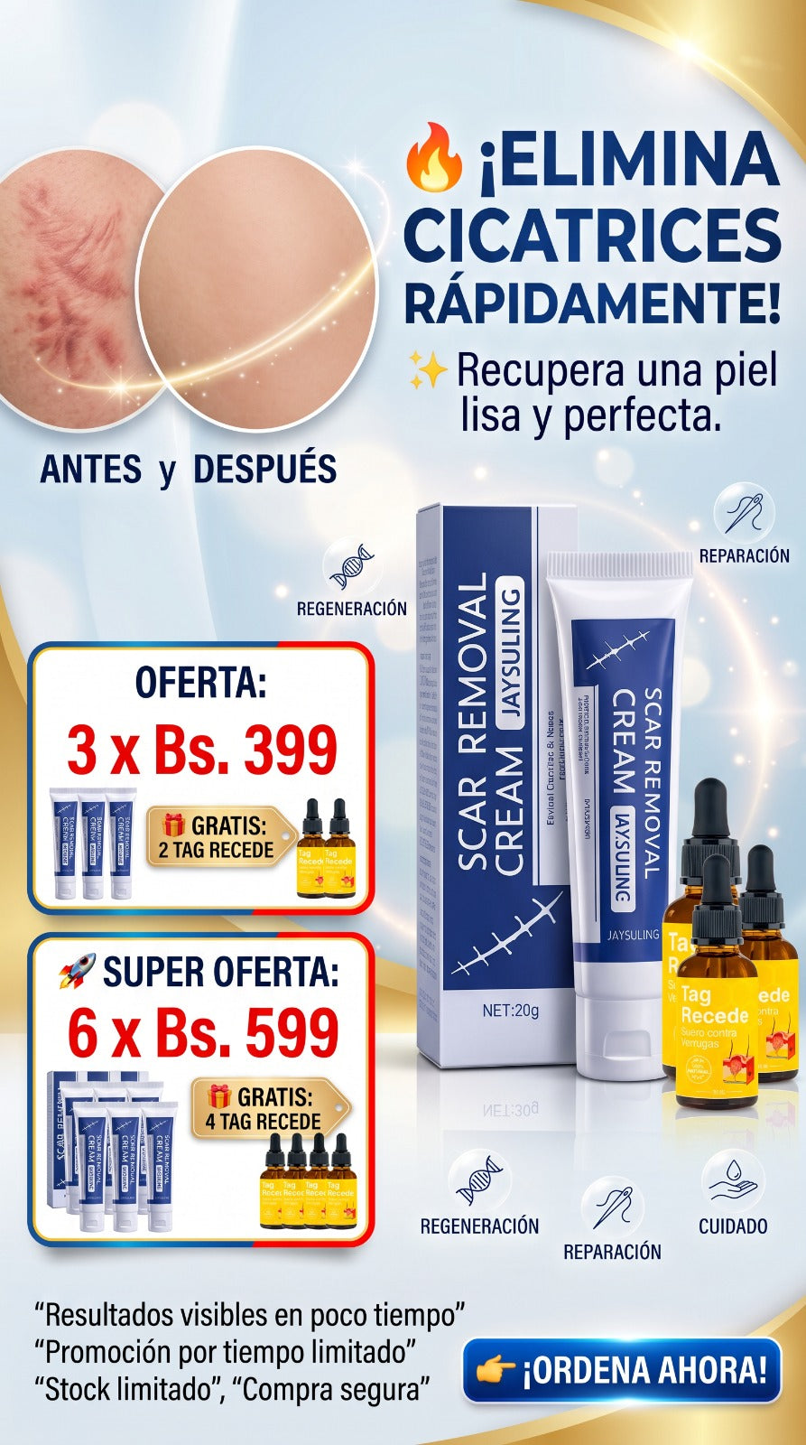 SCAR REMOVAL CREAM - Ayuda a reducir cicatrices y marcas de acné